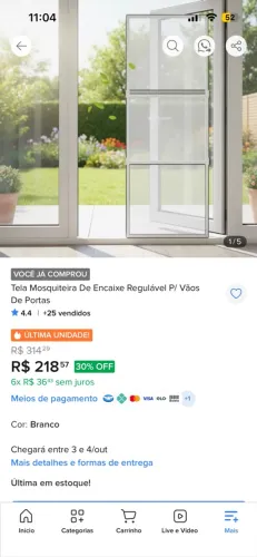 Tela mosquiteira de encaixe