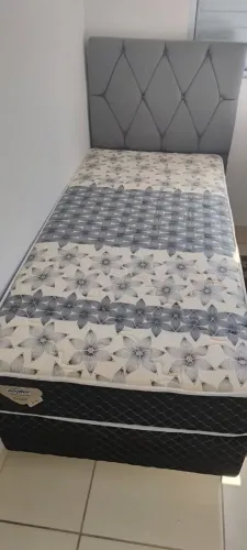 Cama box de Solteiro com cabeceira ecoflex