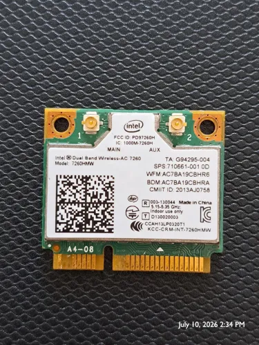Placa de rede Wireless Wifi 2.4/5ghz Bluetooth 4.0 Intel AC7260