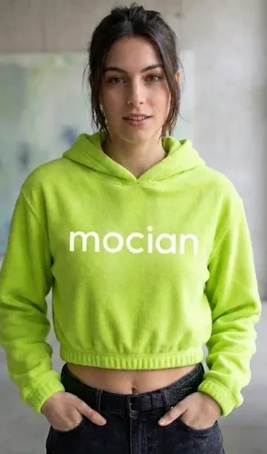 Cropped de moletom verde claro Mocian