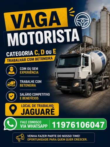 Motorista betoneira C/S experiência 
