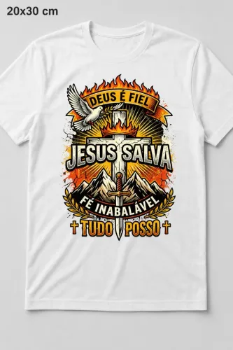 Camiseta personaluzada com mensagem bíblica P M G