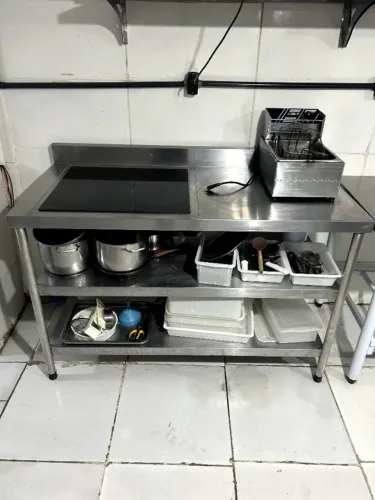 Cooktop e Bancada inox 1.4m com fogão
