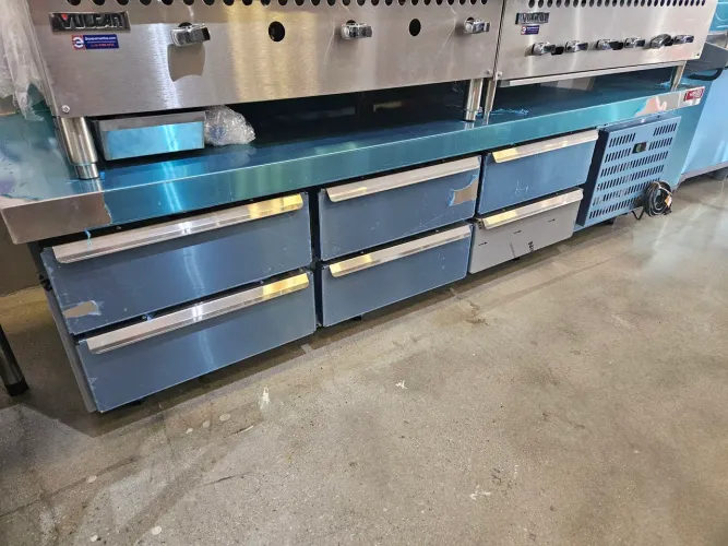 balcão refrigerado total inox 6 gavetas para hamburgueria - novo