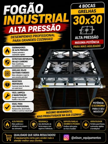Fogão industrial 4 bocas alta pressão