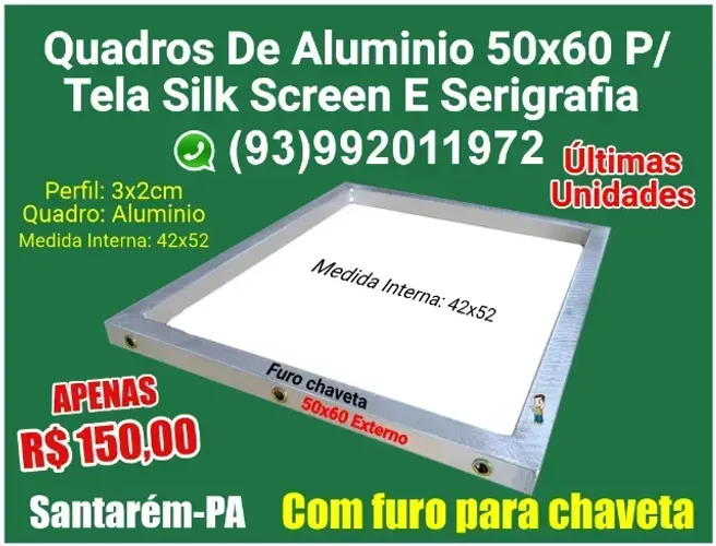 Quadros De Alumínio 50x60 P/ Tela Silk Screen E Serigrafia