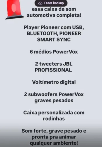 Caixa Som Residencial Completo Power Vox. Pronta pro churrasco 