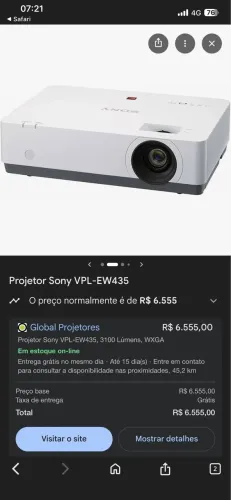 Projetor Sony VPL EW435