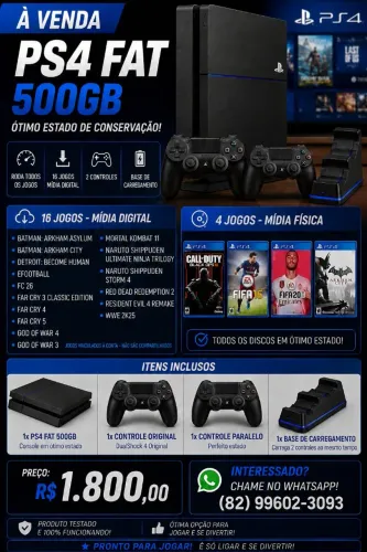 PS4 + 20 JOGOS