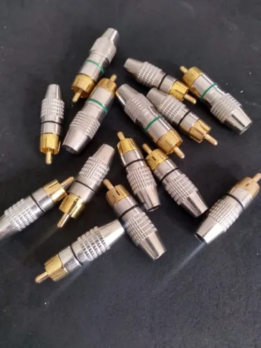  Plug Rca Macho 6mm Metal Níquel Ponta Gold (14 pçs)