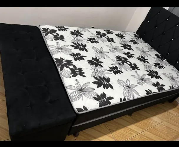 CAMA CONJUGADA COLCHÃO COM 8CM DE ESPUMA+CABECEIRA E BAU  FRETE GRÁTIS 