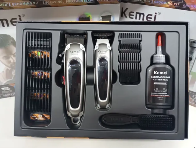 Máquina de Corte e Acabamento Kemei KM-8540 Profissional - Kit Completo