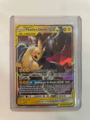 carta pokémon pikachu e zekrom aliados GX