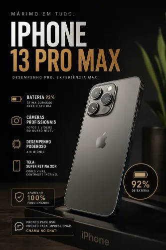 iPhone 13 Pro Max 128GB | 92% Bateria | Tudo Funcionando | Traseira Trincada