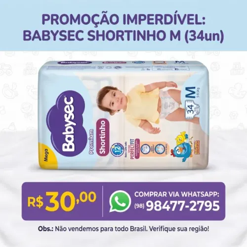 Fralda Babysec Shortinho - M - 34 Unidades