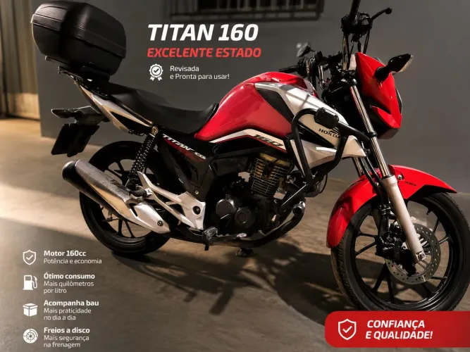 Honda Titan 160 Vermelha | Excelente Estado | Revisada | Com Baú