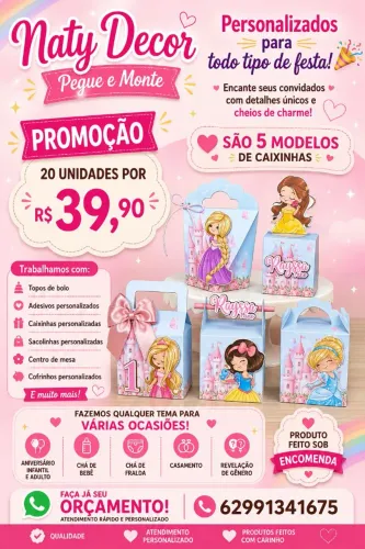 Kit festa caixinhas personalizadas lembrancinhas