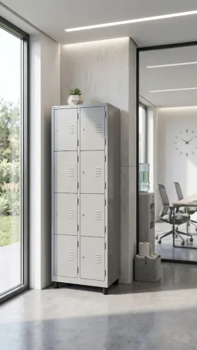 Armário de aço, 8 portas, com fechadura