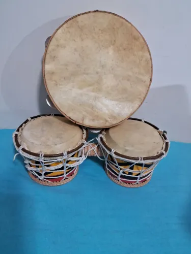 Bongo e pandeiro artesanal couro