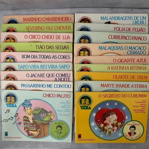 Livro coleção taba histórias e músicas brasileiras 18 livros vinil lp caetano gilberto gil