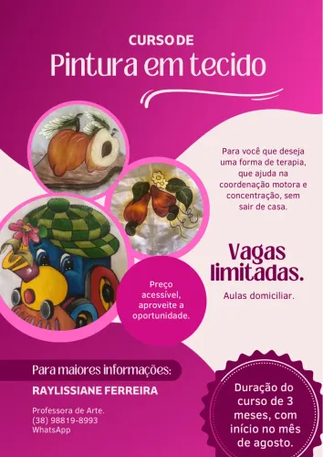Aulas domiciliar de Pintura em Tecido.