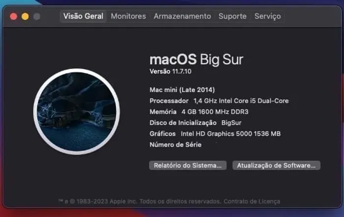 Mac Mini prata 2014 (i5/4Gb/500Gb)