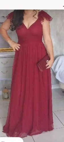 Vestido de festa vermelho marsala
