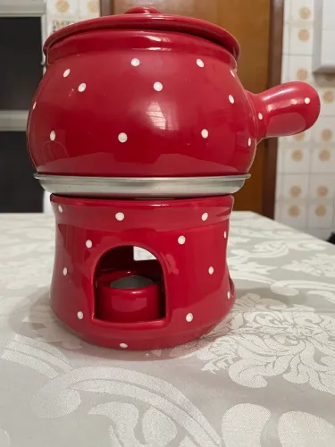 Aparelho para fondue em porcelana - 24x24x19 cm