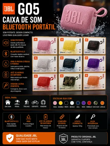 Caixa de Som JBL Go 5 Bluetooth Portátil Original À Prova d'Água