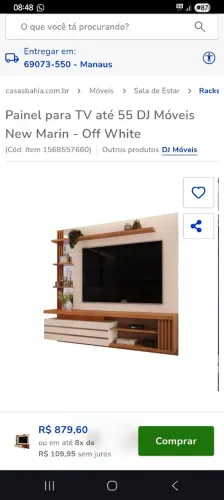 Painel de tv suspenso.