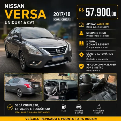 Nissan Versa Unique 1.6 16V Flexstart 4P Aut. 2018