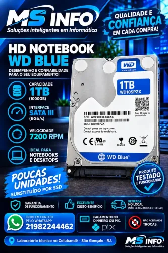 HD 1TB WD DIGITAL BLUE - Produto muito novo, pouco usado!