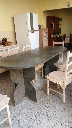 Mesa de ardósia 2,20×0,90 cm,6 cadeiras