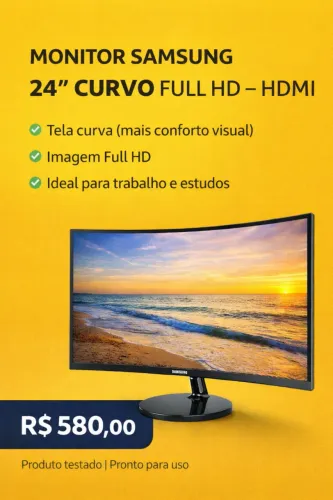 Monitor Samsung Tela Led VA Curva 24 polegadas