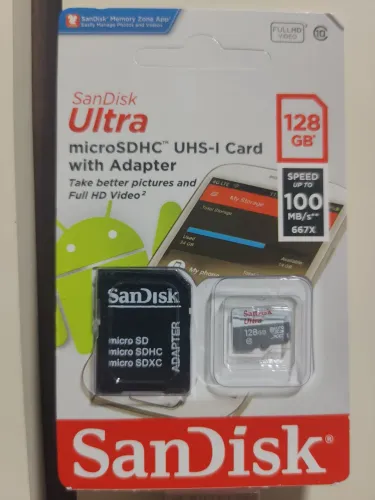 Cartão de Memória SanDisk Ultra 128GB MicroSD com Adaptador