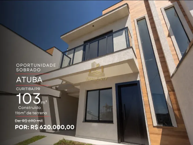 Excelente sobrado de frente para rua no Bairro Atuba, atrás da Leroy Merlin.