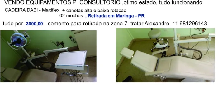 Cadeira odontológica completa com equipo pouco usada 