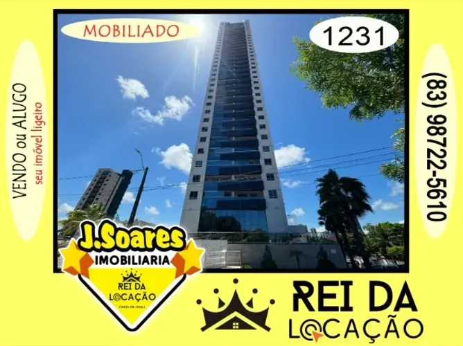 Jardim Luna, Apt MOBILIADO, 3 qts, ste, área Lazer, 87m², R$ 5.000, Aluga, João Pessoa, PB