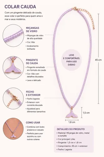 Cordão de miçanga lilás