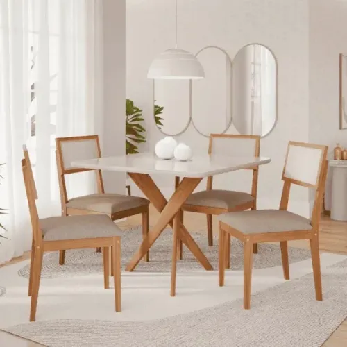 Conjunto mesa 4 cadeiras com vidro