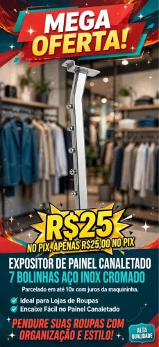 Cabideiro expositor para painel canaletado