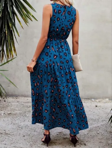Vestido longo estampa de onça