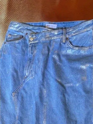 Saia Jeans Midi Metálica Zara