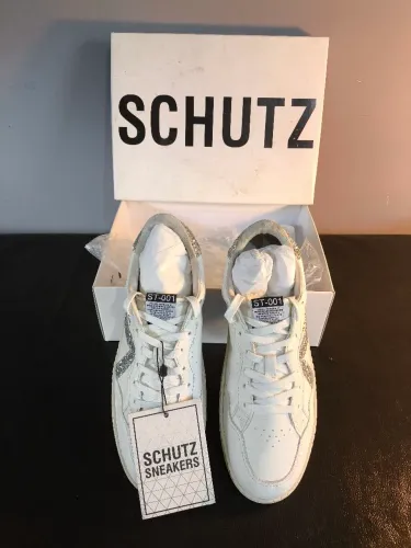 Tênis Schutz ST-001 Couro E Glitter Prata - Novo Na Caixa (Original)