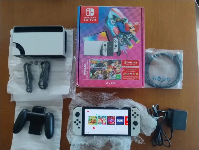 Nintendo Switch Oled 64gb Branco Com Caixa