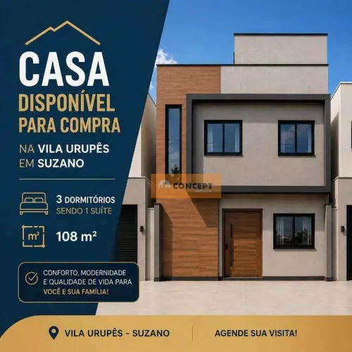 Sobrado com 3 dormitórios à venda, 108 m² por R$ 730.000,00 - Vila Nova Urupês - Suzano/SP
