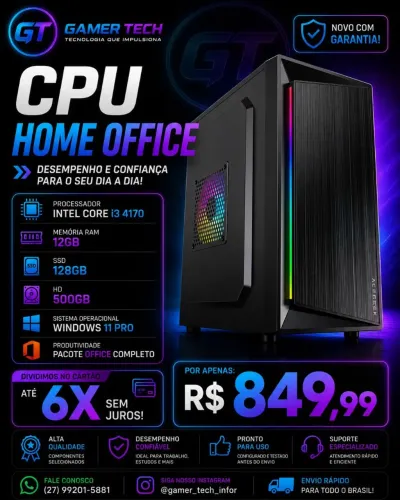 CPU HOME OFFICE NOVO COM GARANTIA