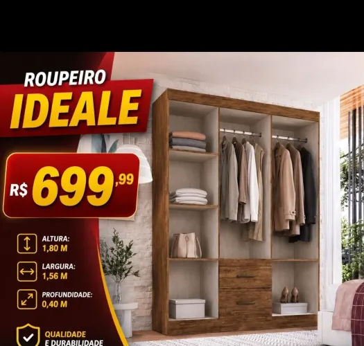 Roupeiro com 6 portas MONTAGEM E FRETE GRÁTIS
