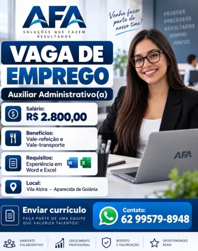 VAGA PARA AUXILIAR ADMINISTRATIVO