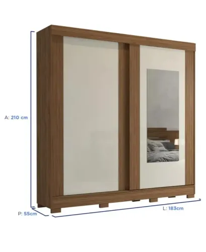 Guarda roupa duas portas com espelho